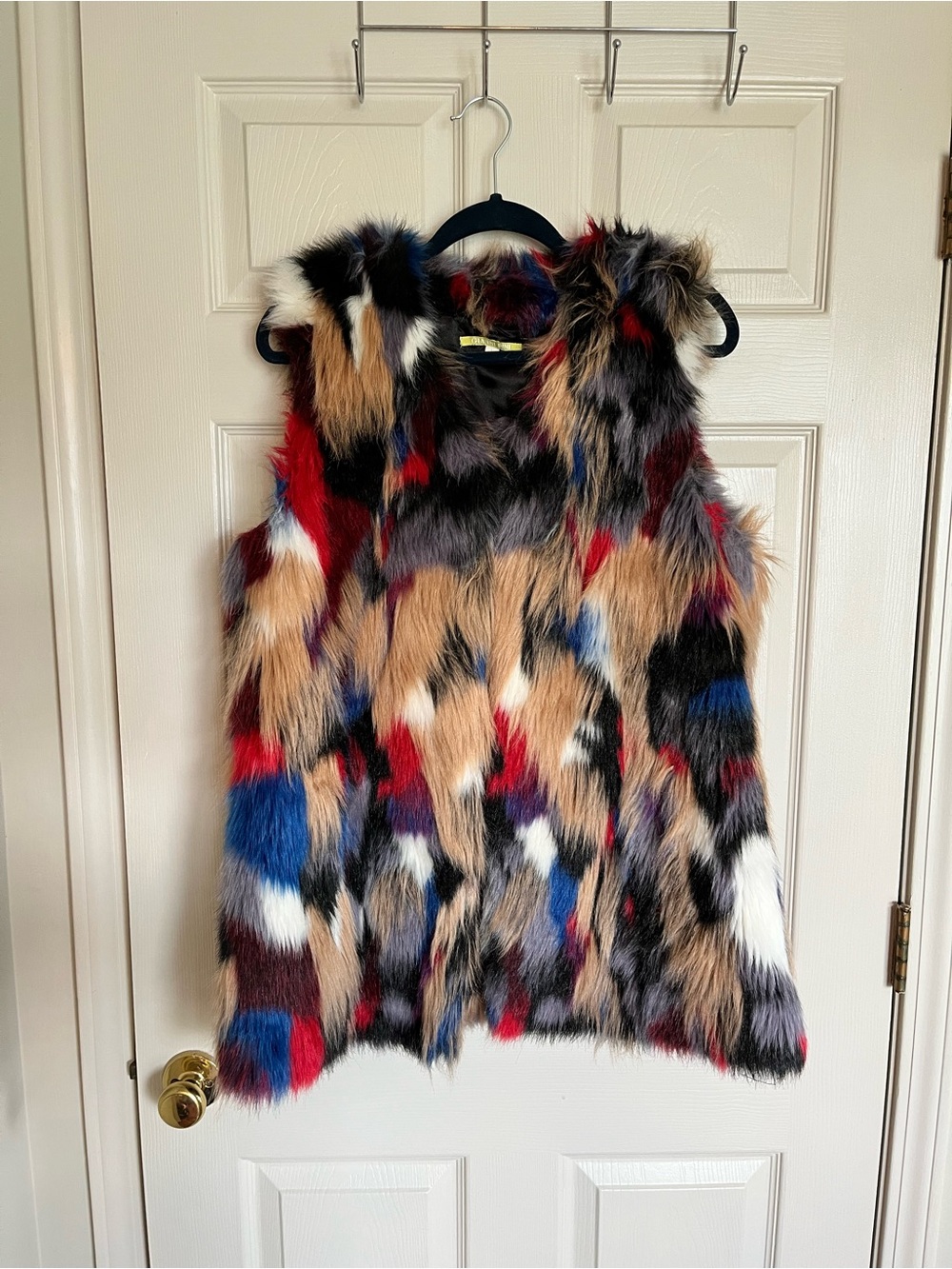 Gianni Bini Multicolor Faux Fur Colorblock Vest